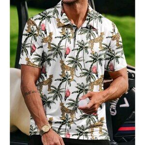 Sporty Buff Golf Polo Shirt Men 3XL  Standout Performance Quick Leopard Wild